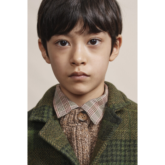 Elio Coat, Green Wool Patchwork - Jackets - 5