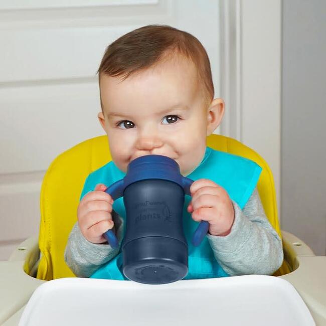Sprout Ware® Sip & Straw Cup Made From Plants, Grey & Navy
