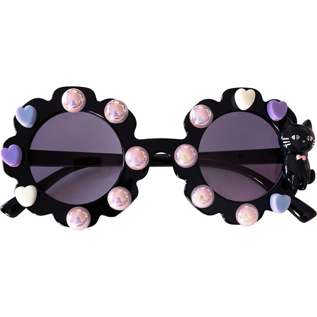 Black Kitty Cami Flower Sunglasses, Black