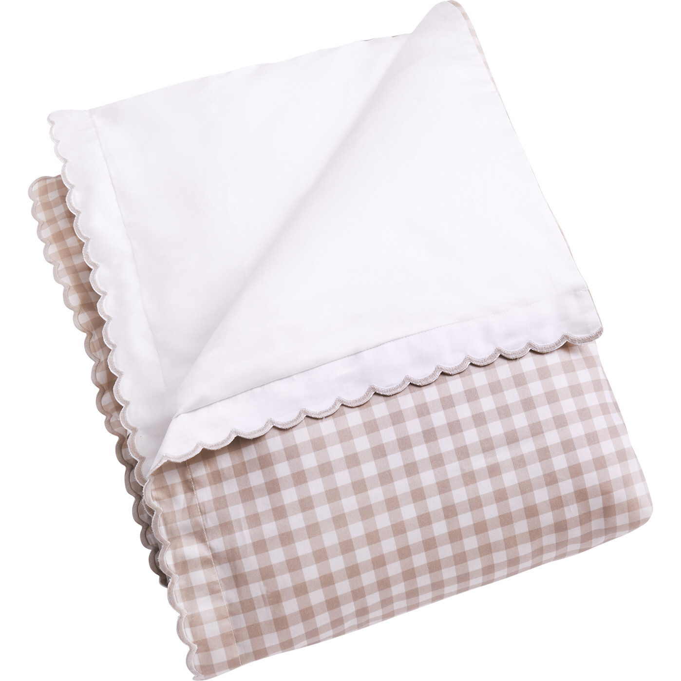 Picnic Gingham Baby Duvet, Beige - Quilts - 1