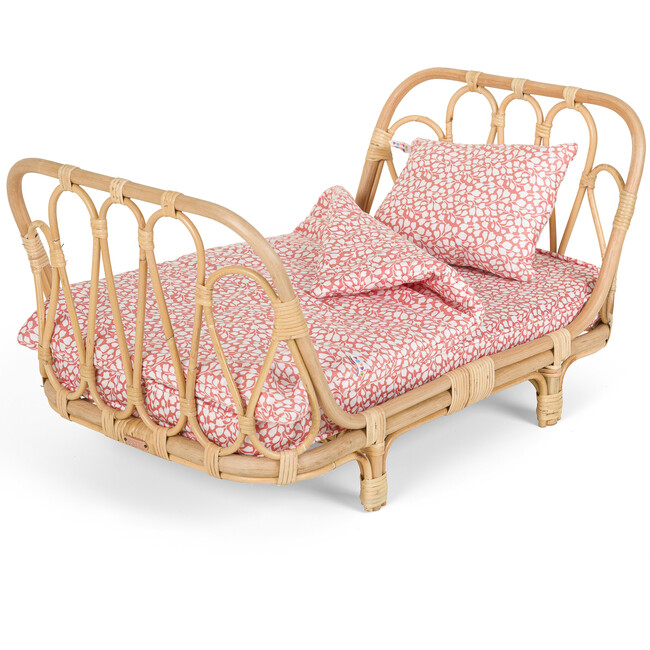 Doll Duvet and Pillow, Coral Leaves