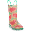 Tie Dye Hearts Lighted PVC Rain Boot, Aqua - Rain Boots - 2
