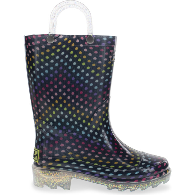Rainbow Dot Lighted PVC Rain Boot, Navy - Rain Boots - 1
