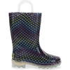 Rainbow Dot Lighted PVC Rain Boot, Navy - Rain Boots - 1 - thumbnail