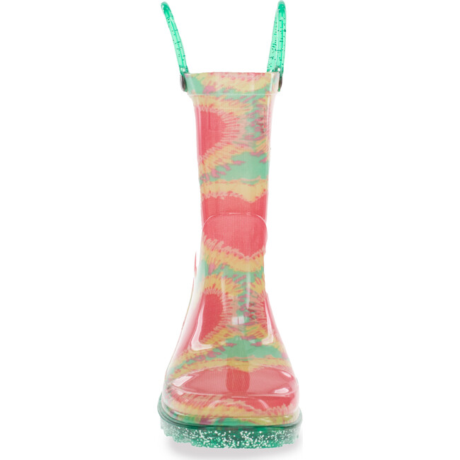 Tie Dye Hearts Lighted PVC Rain Boot, Aqua - Rain Boots - 3