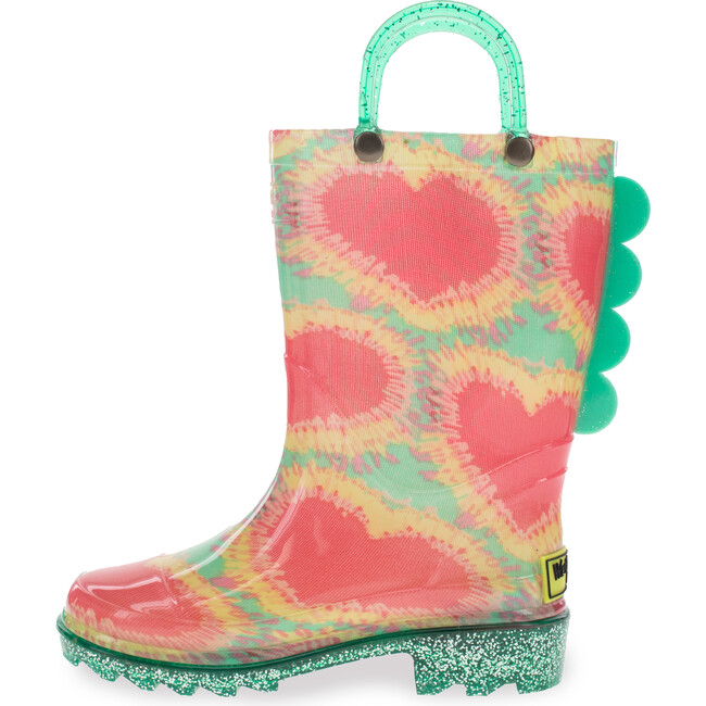 Tie Dye Hearts Lighted PVC Rain Boot, Aqua - Rain Boots - 4