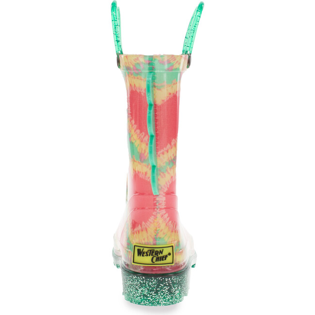 Tie Dye Hearts Lighted PVC Rain Boot, Aqua - Rain Boots - 5