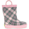 Precious Plaid Rain Boot, Pink - Rain Boots - 1 - thumbnail