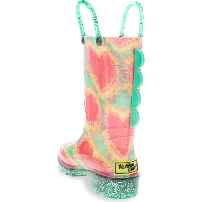 Tie Dye Hearts Lighted PVC Rain Boot, Aqua - Rain Boots - 8