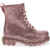 Glitter PVC Combat Rain Boot, Rose Gold - Rain Boots - 1 - thumbnail