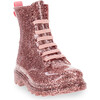 Glitter PVC Combat Rain Boot, Rose Gold - Rain Boots - 2