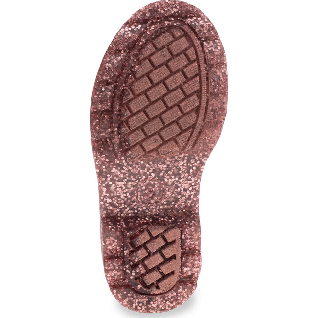 Glitter PVC Combat Rain Boot, Rose Gold - Rain Boots - 6