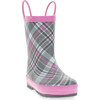 Cozy Plaid Mini Thread Loop Rain Boot, Gray - Rain Boots - 2