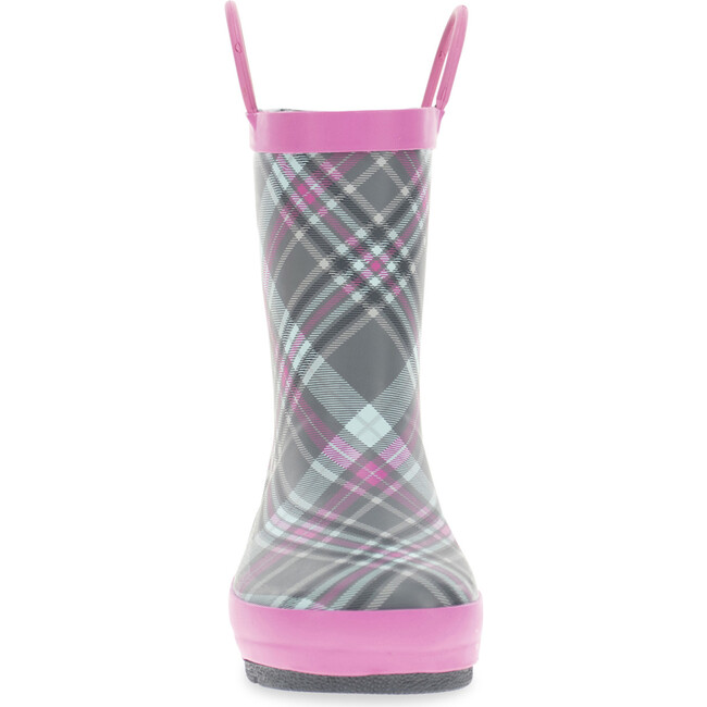 Cozy Plaid Mini Thread Loop Rain Boot, Gray - Rain Boots - 3