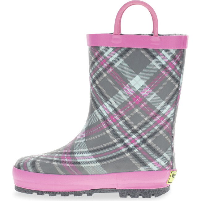 Cozy Plaid Mini Thread Loop Rain Boot, Gray - Rain Boots - 4
