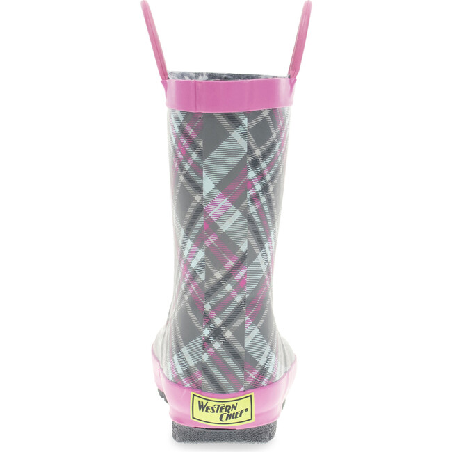 Cozy Plaid Mini Thread Loop Rain Boot, Gray - Rain Boots - 5