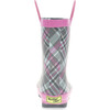 Cozy Plaid Mini Thread Loop Rain Boot, Gray - Rain Boots - 5