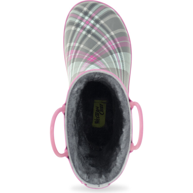Cozy Plaid Mini Thread Loop Rain Boot, Gray - Rain Boots - 7
