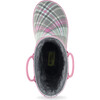 Cozy Plaid Mini Thread Loop Rain Boot, Gray - Rain Boots - 7