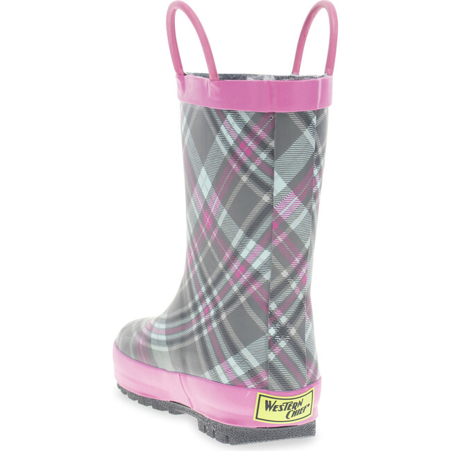 Cozy Plaid Mini Thread Loop Rain Boot, Gray - Rain Boots - 8