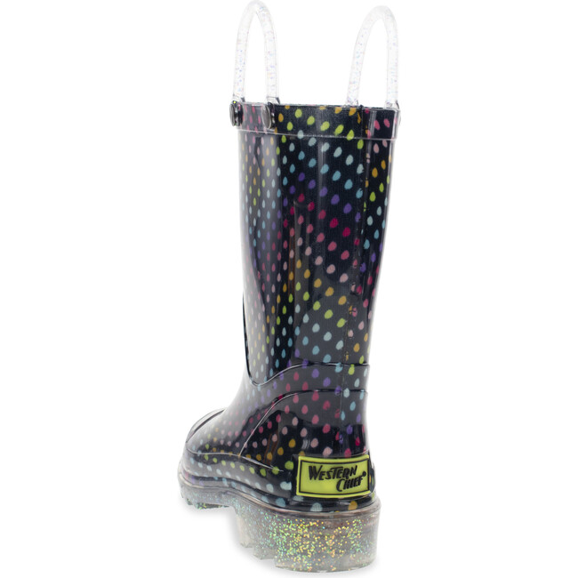 Rainbow Dot Lighted PVC Rain Boot, Navy - Rain Boots - 8