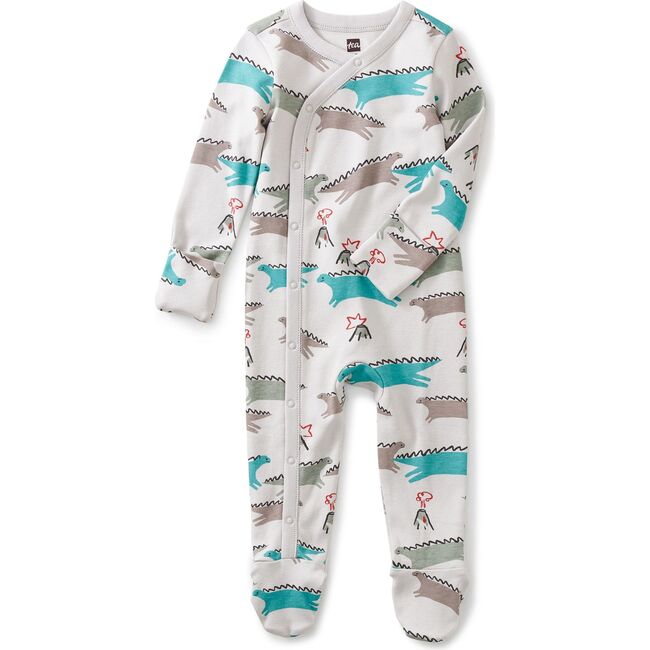 Footed Baby Romper, Dancing Dinosaurs