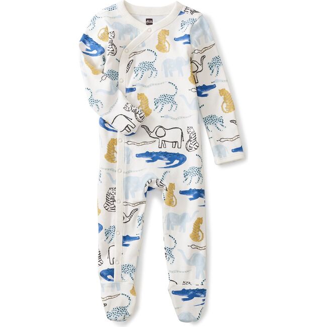 Footed Baby Romper, Printed Jungle Animals