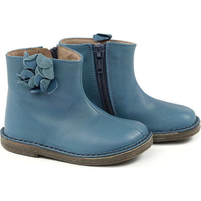 Side-Zip Ankle Boots, Petrol Blue