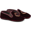 Velvet Slippers, Burgundy - Slippers - 1 - thumbnail