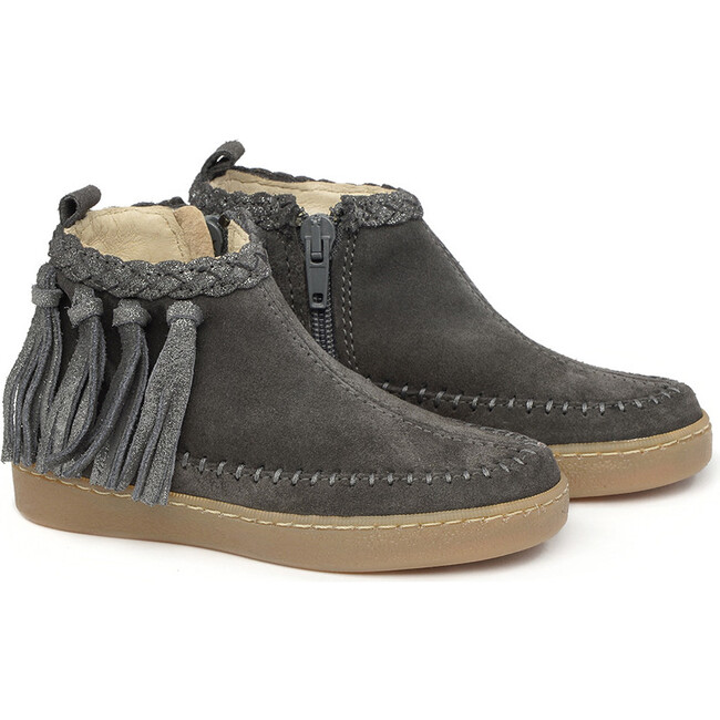 Side-Zip Ankle Boots, Charcoal