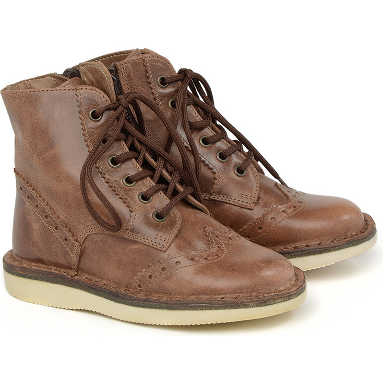 Lace-Up Ankle Boots, Brown - Booties - 1