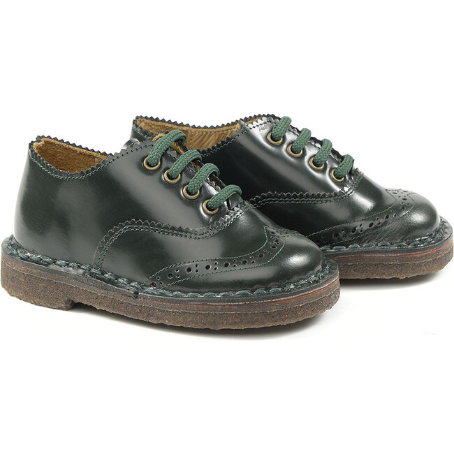 Lace-Up Shoes, Dark Green - Lace-Ups - 1
