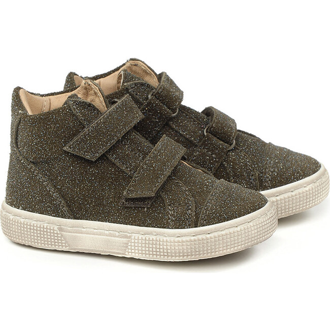 Double Velcro Strap Sneakers, Olive - Sneakers - 1