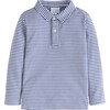 Long Sleeve Striped Polo, Gray Blue - Polo Shirts - 1 - thumbnail
