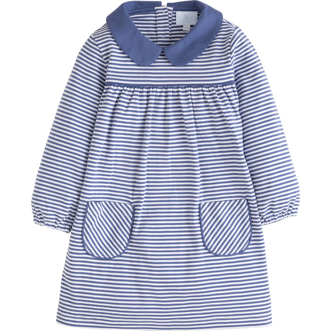 Evelyn Dress, Gray Blue Stripe - Dresses - 1