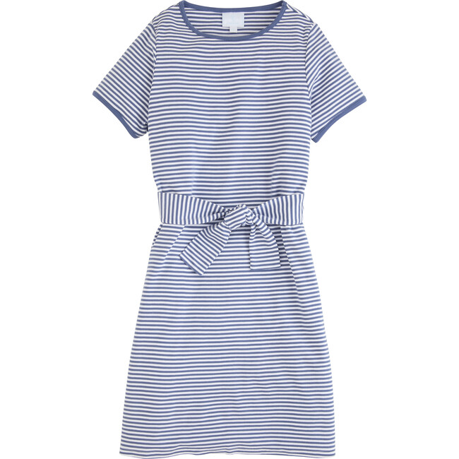 Hugg Dress, Gray Blue Stripe - Dresses - 1