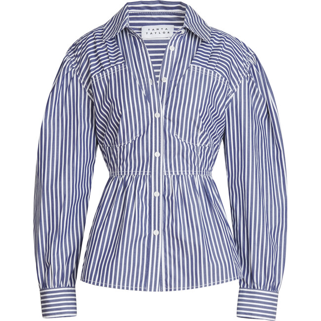 Women's Jodi Top, Maritime Blue/White - Blouses - 1