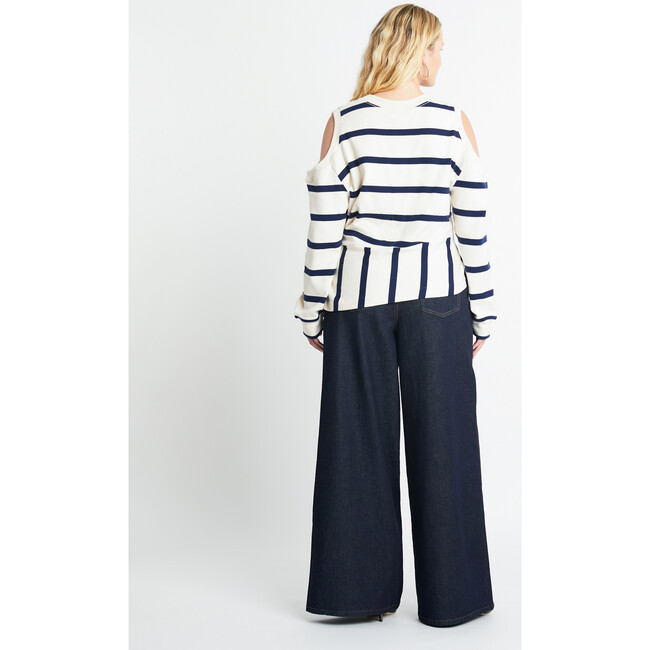 Women's Mabel Top, Cream/Maritime Blue - Sweaters - 4
