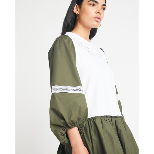 Women's Kirstie Dress, Olive/White - Dresses - 4