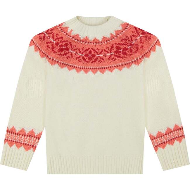 Cream Fair Isle Sweater, Cream - Sweaters - 1