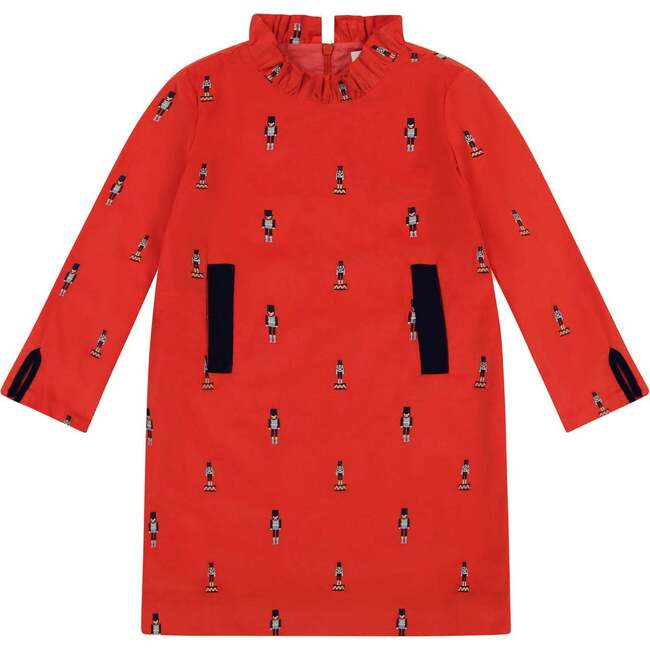 Nutcracker Embroidered Lily Dress, Red - Dresses - 1