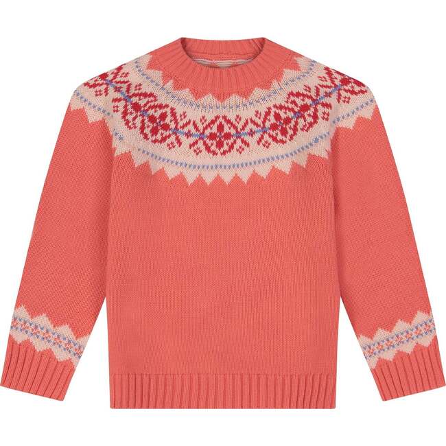 Georgia Peach Fair Isle Sweater, Pink - Sweaters - 1