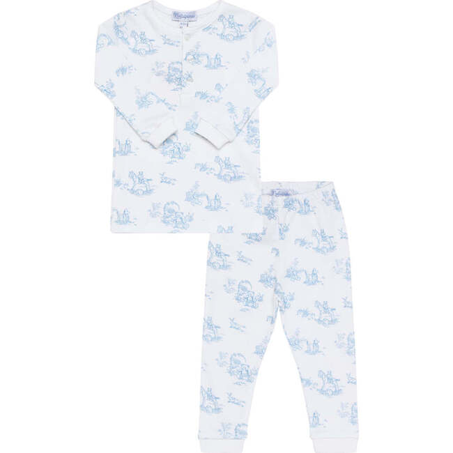 Toile Baby Pajamas, Blue - Pajamas - 1