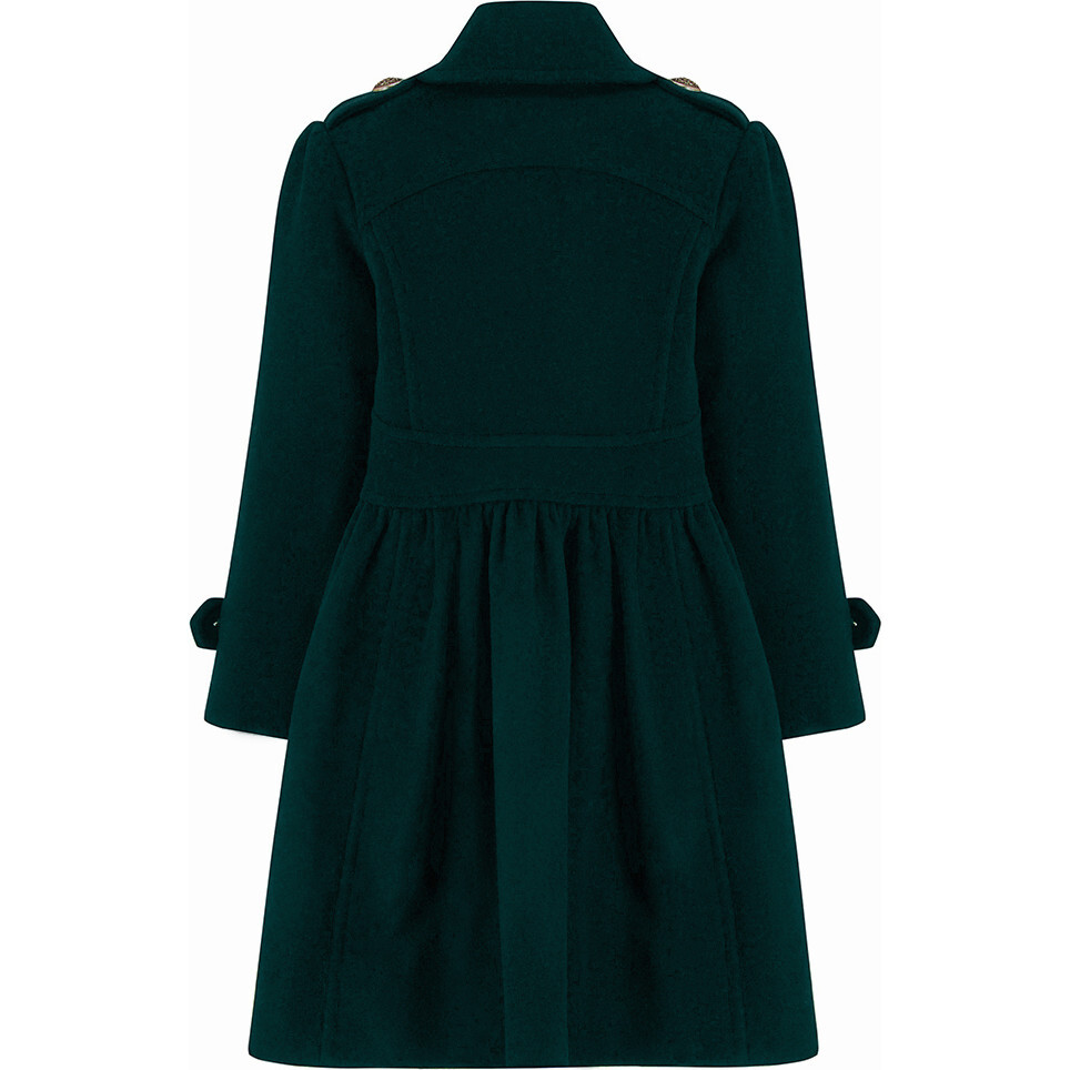 green emerald velvet dress Feminine Winter Coat with Hoodie - Dark Green Wool Coat - Cape Coat - Swing Coat - Merino Wool Jacket - Princess Coat main image 1