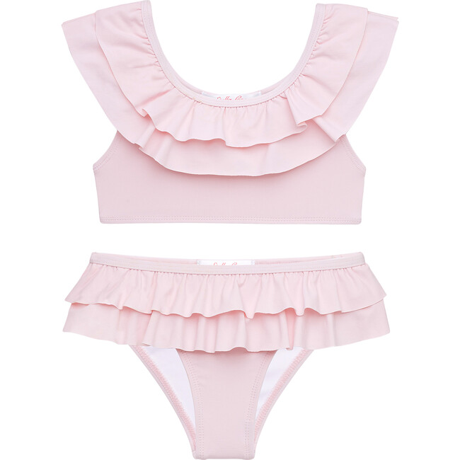 Pink Double Ruffle Bikini - Two Pieces - 1