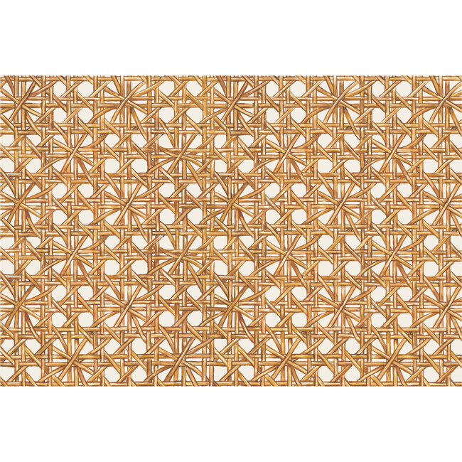 Rattan Weave Placemat, White And Tan