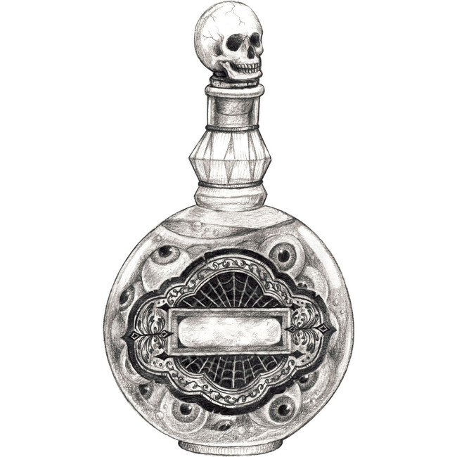 Poison Bottle Table Accent, Black And White