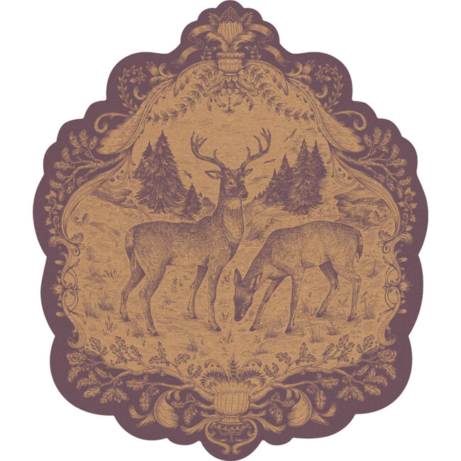 Die-Cut Fable Fauna Placemat, Purple And Tan