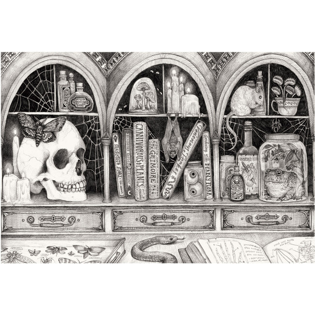 Cabinet Of Curiosities Placemat, Black And White