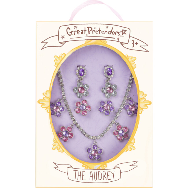 Great Pretenders The Audrey, 5pc Necklace, 2 Rings, and Clip On Earrings Set - Costumes - 2